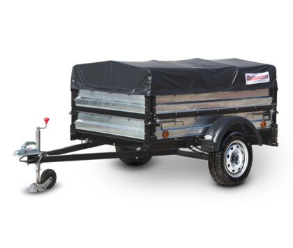 Прицеп Крепыш окрашенные борта опорное колесо R16 усиленная удлинитель дышла надставные борта 250 мм