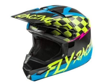 Шлем детский кроссовый FLY RACING KINETIC SKETCH синий/Hi-Vis желтый/черный/розовый YS